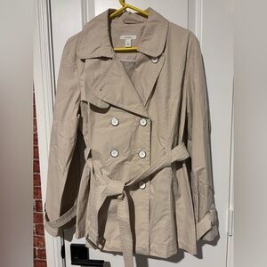 Dress Barn Beige Double-Breasted Trench Style Coat